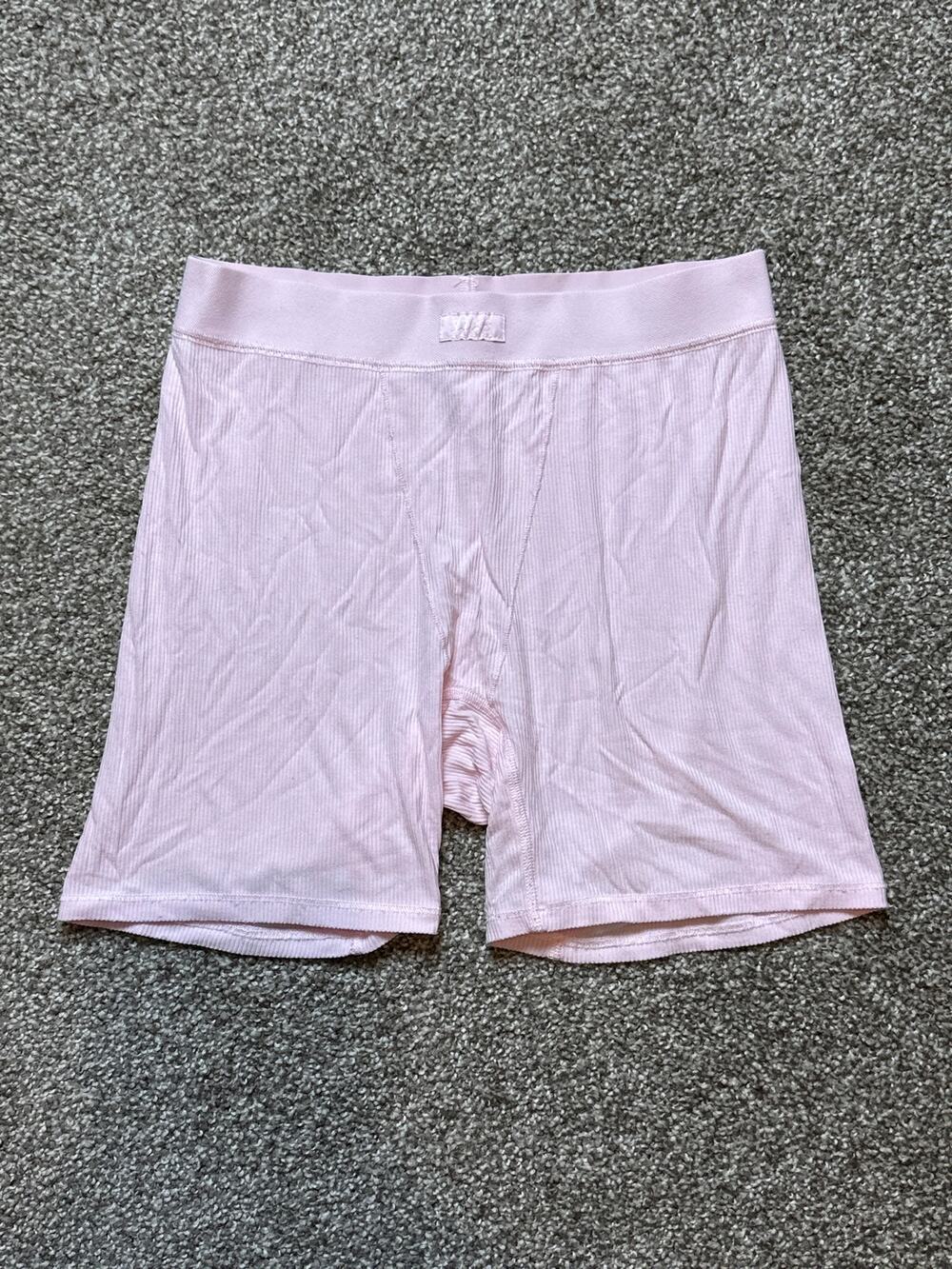 SKIMS COTTON RIB Womens Size M Boxer Shorts Pink Lounge Sleep
